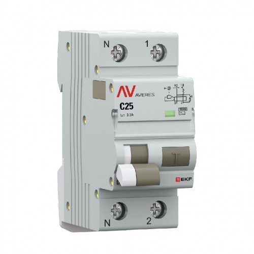 Дифференциальный автомат DVA-10 1P+N 25А (C) 300мА (AC) 10кА AVERES EKF