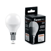 Лампа светодиодная Feron.PRO LB-1406 Шарик E14 6W 4000K