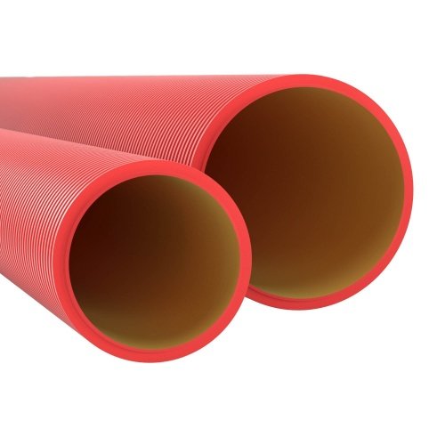 Двустенная труба ПНД жесткая для кабельной канализации д.200мм, SN8, 1010Н, 5,70м, цвет красный DKC фото 2