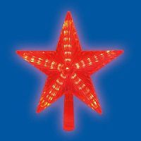 Звезда на елку 31LED красная (мерц) 21x23см прозр.пров. IP20 Uniel