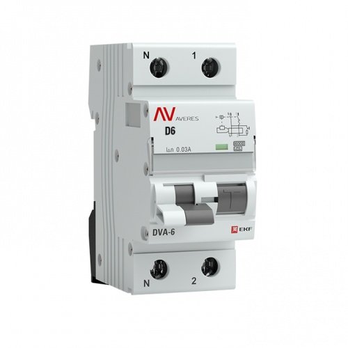 Дифференциальный автоматический выключатель DVA-6 АВДТ 1П+N 6А D 6кА 30мА Averes EKF