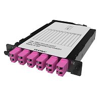 Претерминированная кассета 12ОВ 50/125 OM4, 1xMTP(12)f/6xLC Duplex (с интегрированными шторками), 1/2 HU DKC