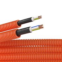 Труба ПНД гибкая гофр. д.16мм, цвет оранжевый, с кабелем ВВГнг(А)-LS 3х2,5мм² РЭК "ГОСТ+", 25м DKC