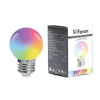 Лампа светодиодная Feron LB-371 Шар матовый E27 3W RGB быстрая смена цвета