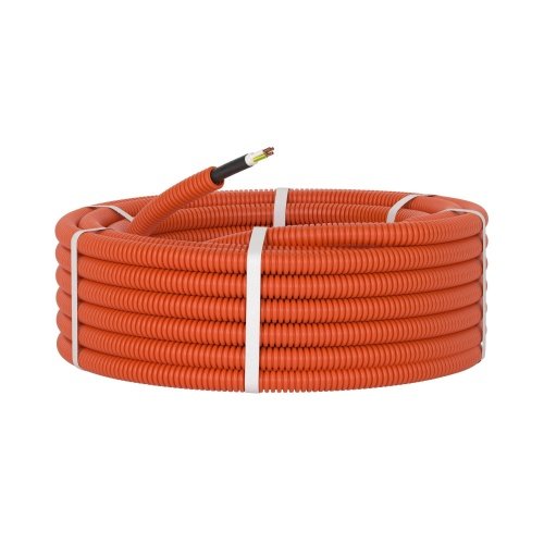 Труба ПНД гибкая гофр. д.16мм, цвет оранжевый, с кабелем ВВГнг(А)-LS 3х2,5мм² РЭК "ГОСТ+", 25м DKC фото 2