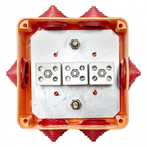 Коробка огнестойкая 100х100х50мм IP55, 3 двойных клеммника 1,5-2,5 мм2 EKF фото 2