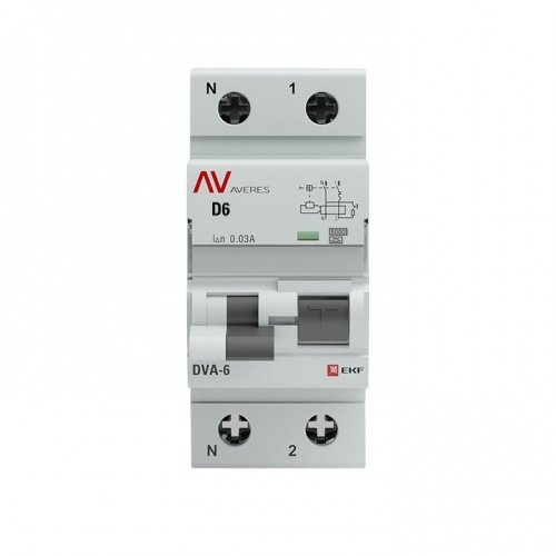 Дифференциальный автоматический выключатель DVA-6 АВДТ 1П+N 6А D 6кА 30мА Averes EKF фото 3