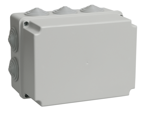 Коробка распаячная КМ41246 для открытой проводки 190х140х120мм IP55 (RAL 7035, 10 гермовводов) IEK