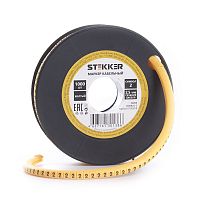 Кабель-маркер "2" для провода сеч.2,5мм2 STEKKER CBMR25-2 , желтый, упаковка 1000 шт