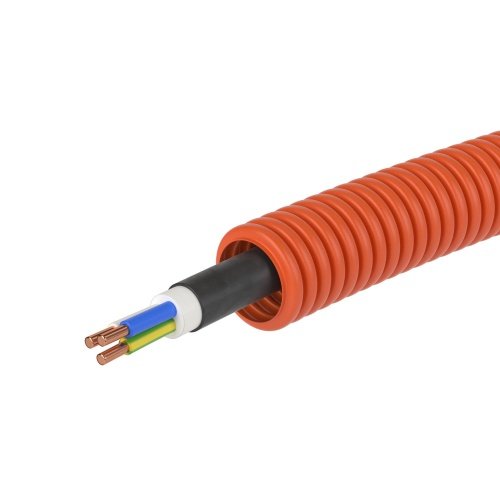Труба ПНД гибкая гофр. д.16мм, цвет оранжевый, с кабелем ВВГнг(А)-LS 3х2,5мм² РЭК "ГОСТ+", 25м DKC фото 3