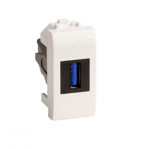 USB 3.0 розетка, Brava, белая, 1 мод. DKC USB 3.0 розетка, Brava, белая, 1 мод. DKC