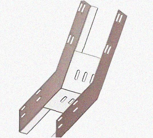 Лоток перфорированный КП 50х50-45 УТ1,5 для поворота трассы вверх на 45, оцинкованный лист S1,5