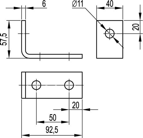 Уголок одиночный удлиненный 92 мм, горячеоцинкованный DKC
