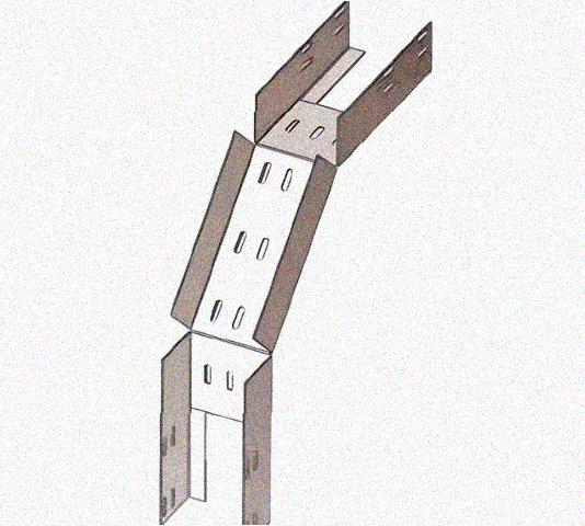 Лоток перфорированный КС 75х50-90 УХЛ1 для поворота трассы вниз на 90, оцинкованный лист S1,5