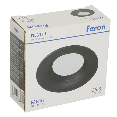 Светильник потолочный встраиваемый, MR16 G5.3, черный DL3111 Feron