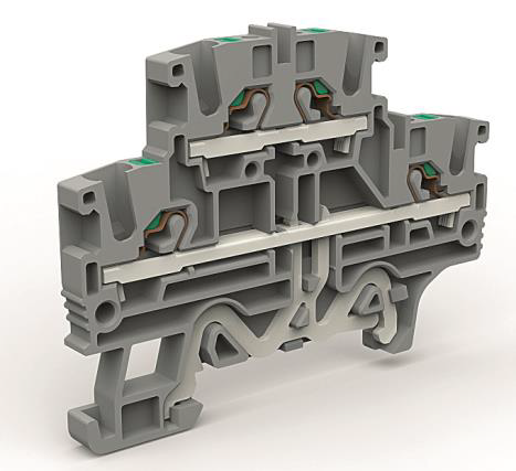 Двухуровневая клемма 2,5 кв.мм с заземлением в нижнем ярусе DKC