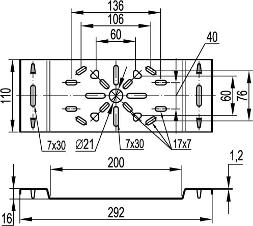 Пластина монтажная горизонтальная, цинк-ламельная DKC