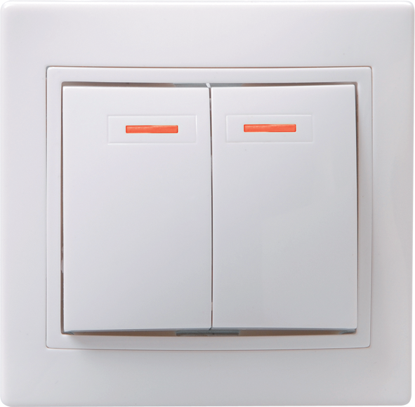 Выключатель 2-клавишный с индикацией ВС10-2-1-КБ 10А КВАРТА белый IEK