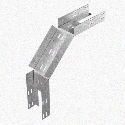 Лоток перфорированный КС 75х65-90 УТ1,5 для поворота трассы вниз на 90, оцинкованный лист S1,0