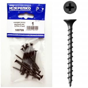 Саморез оксид по дереву крупный шаг 3,8х64 (15 шт) НАКРЕПКО
