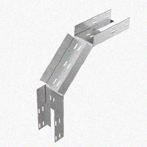 Лоток перфорированный КС 600х80-90 У3 для поворота трассы вниз на 90, окрашенный, S1,5