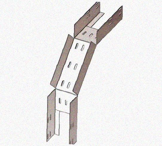 Лоток перфорированный КС 300х65-90 УТ1,5 для поворота трассы вниз на 90, оцинкованный лист S1,5