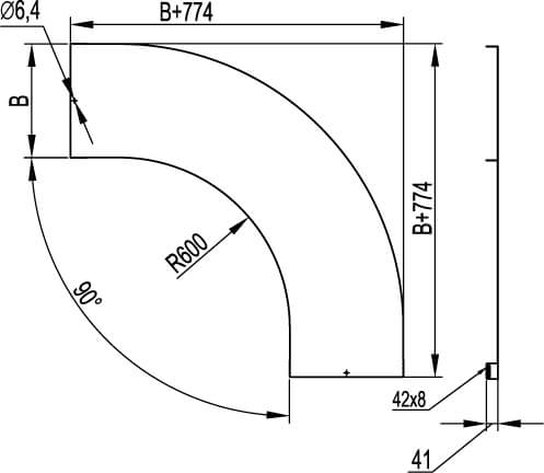 Крышка на угол горизонтальный 90 градусов, осн.600, R=600мм DKC Крышка на угол горизонтальный 90 градусов, осн.600, R=600мм DKC