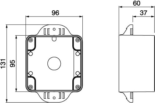 Коробка на столб. Монтаж сбоку DKC