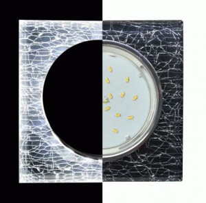 Светильник GX53 H4 стекло квадрат скошен.край подсветка 4000K черн/хром LD5311 Ecola