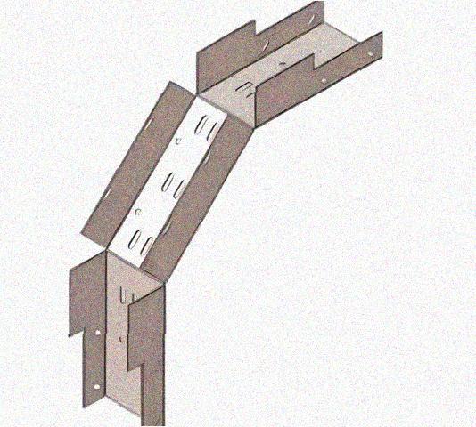 Лоток замковый перфорированный КСЗ 200х100-90 УХЛ1 для поворота трассы вниз на 90, горячее цинкование S1,5