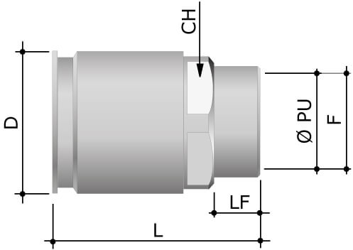 Муфта труба-коробка д.32мм, IP66/IP67, М32х1,5, внутренняя резьба, нержавеющая сталь AISI 316L DKC