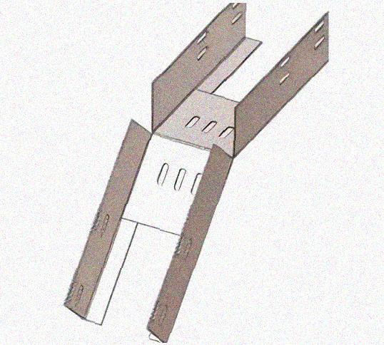 Лоток перфорированный КС 50х50-45 УХЛ1 для поворота трассы вниз на 45, горячее цинкование, S1,5