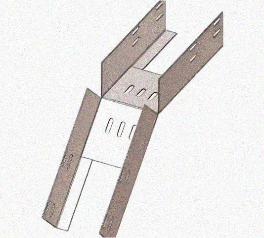 Лоток перфорированный КС 300х50-45 УТ1,5 для поворота трассы вниз на 45, горячее цинкование S1,5