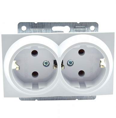 Despina/Larissa Механизм розетки без лицевой панели СУ 2 мест. (земля) 16А Белый IP20 Mono
