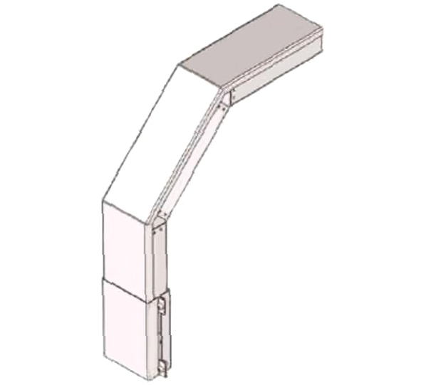 Короб для поворота трассы вниз на 90 У1108 200х100-90 УТ1,5, оцинкованный лист, S1,0