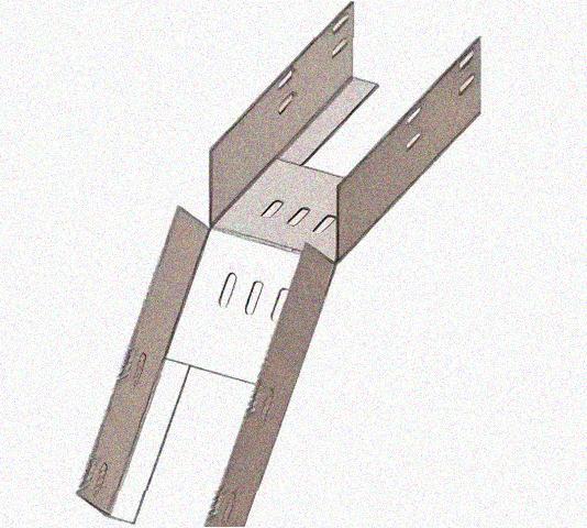 Лоток перфорированный КС 100х50-45 УТ1,5 для поворота трассы вниз на 45, оцинкованный лист S1,0