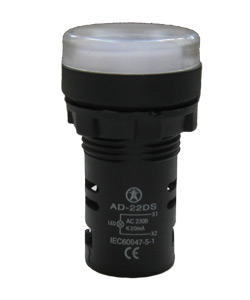 Индикаторная лампа AD-22DS, белая, светодиодная матрица d=22мм, 24В Электротехник