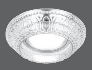 Св-к встр. MR16 Круг стекло орнамент 100(65)x40 Крист./Хром Gauss