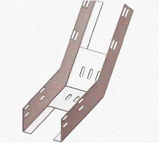 Лоток перфорированный КП 50х50-45 УТ1,5 для поворота трассы вверх на 45, оцинкованный лист S1,0