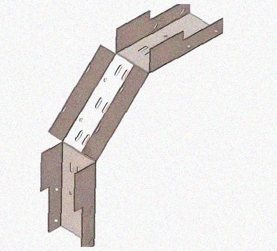 Лоток замковый перфорированный КСЗ 300х80-90 УХЛ1 для поворота трассы вниз на 90, оцинкованный лист, S1,5