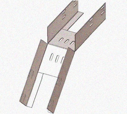 Лоток перфорированный КС 150х65-45 УТ1,5 для поворота трассы вниз на 45, горячее цинкование, S1,5