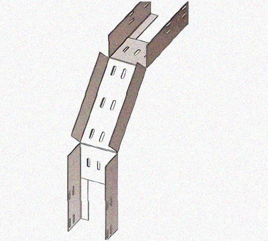 Лоток перфорированный КС 100х50-90 УХЛ1 для поворота трассы вниз на 90, оцинкованный лист S1,0