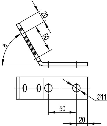 Уголок крепежный двойной 30º, горячеоцинкованный DKC