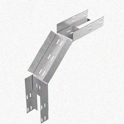 Лоток замковый перфорированный КСЗ 75х65-90 УХЛ1 для поворота трассы вниз на 90, оцинкованный лист S1,5