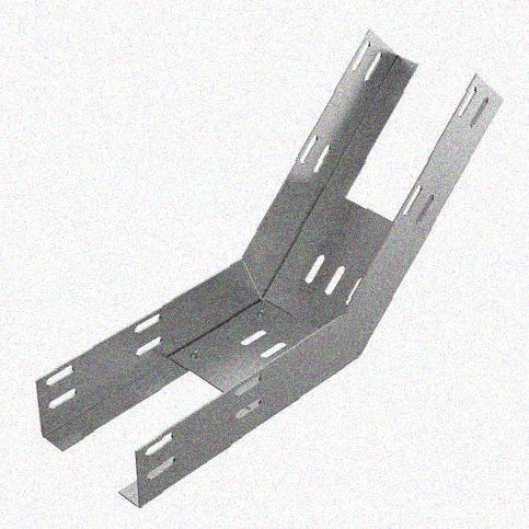 Лоток перфорированный КП 50х50-45 УТ1,5 для поворота трассы вверх на 45, оцинкованный лист S1,5