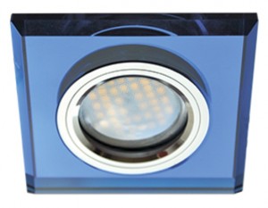 Светильник DL1651 MR16 GU5.3 квадрат стекло голубой/хром 25x90x90 Ecola
