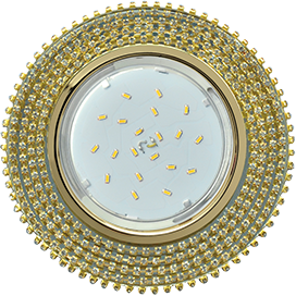 Св-к GX53 H4 Стекло Круг c прозр.стразами золото-золото фон зерк. 40x120 Ecola