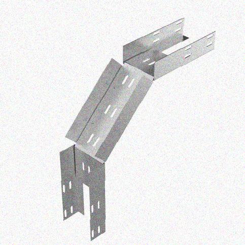 Лоток перфорированный КС 150х100-90 УТ1,5 для поворота трассы вниз на 90, оцинкованный лист S1,5