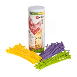 Набор хомутов цветных "Осень" (300 шт): 3,6х200 FlexLock PROxima EKF