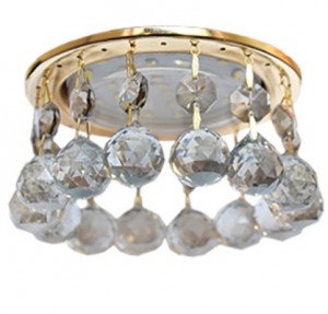 Светильник GX53 Н4 Круг с большими хрусталиками прямой подвес тониров/золото 90x110 Ecola